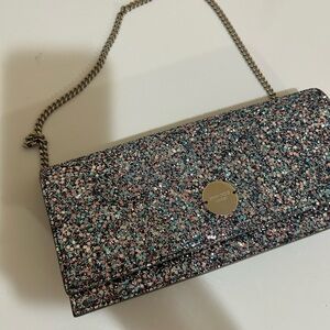 JIMMY CHOO WOMEN'S Finley coarse glitter fabric bag